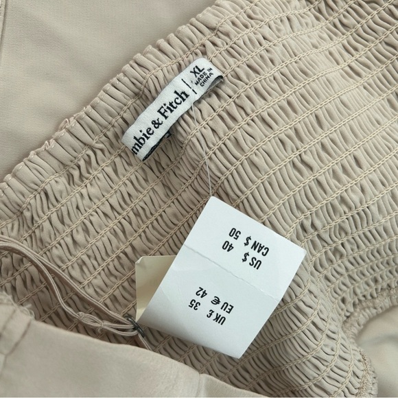 Abercrombie & Fitch Satin Tank Top Cropped V-neck Camisole Cami XL NWT tan - Picture 3 of 4